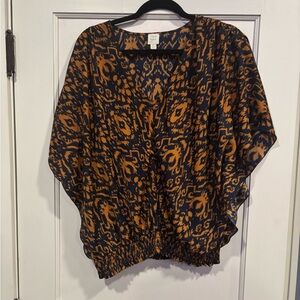 a new day Women's Blouse in Navy and Orange Pattern